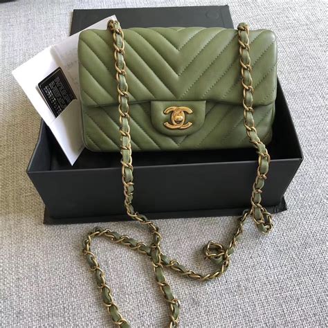 chanel army green bag